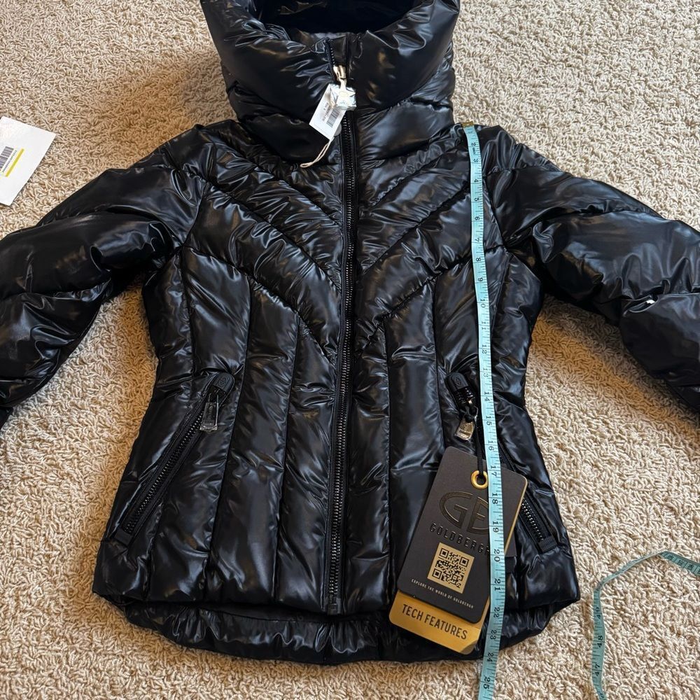 Goldbergh Elodie Quilted Ski Jacket Black Shine NWT US 4 Black Waterproof - Picture 10 of 12